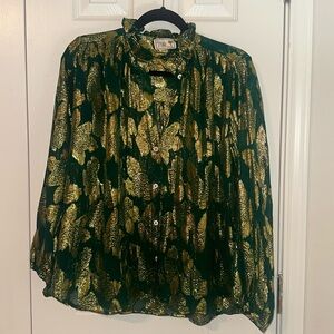 New, Mille Blouse— green and gold. Sz M that’s fits loose